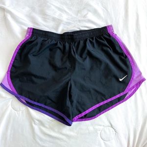 Nike Dri-Fit blacks and purple shorts
